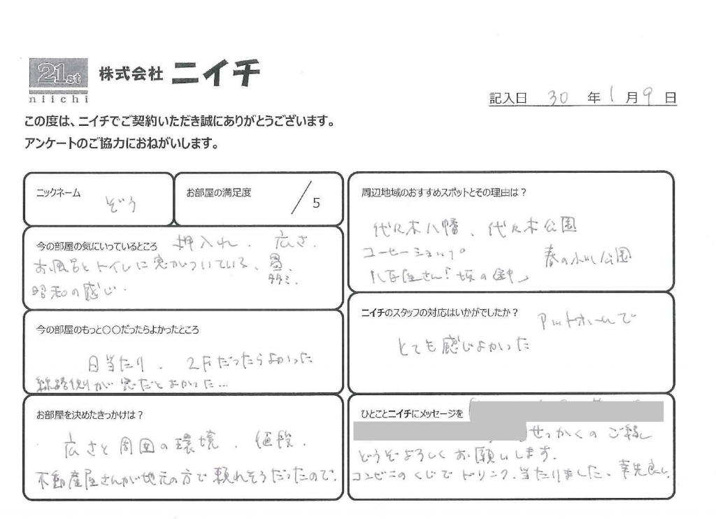 代々木公園不動産ニイチの評判